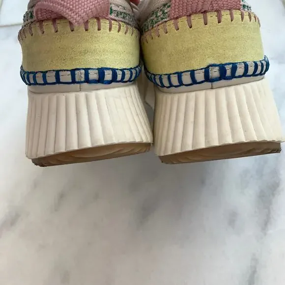 Anthropologie Dolce Vita Dolen Rainbow Knit Sneaker Tennis Shoe Funfetti 7.5 - Picture 9 of 11